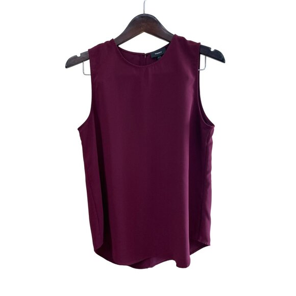 Theory Sleeveless Burgundy Urban Crepe Blouse L 100% Polyester Womens Top - Picture 8 of 8